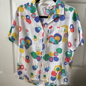 Vintage Jane Brooks Multicolor Abstract Print Shirt Medium